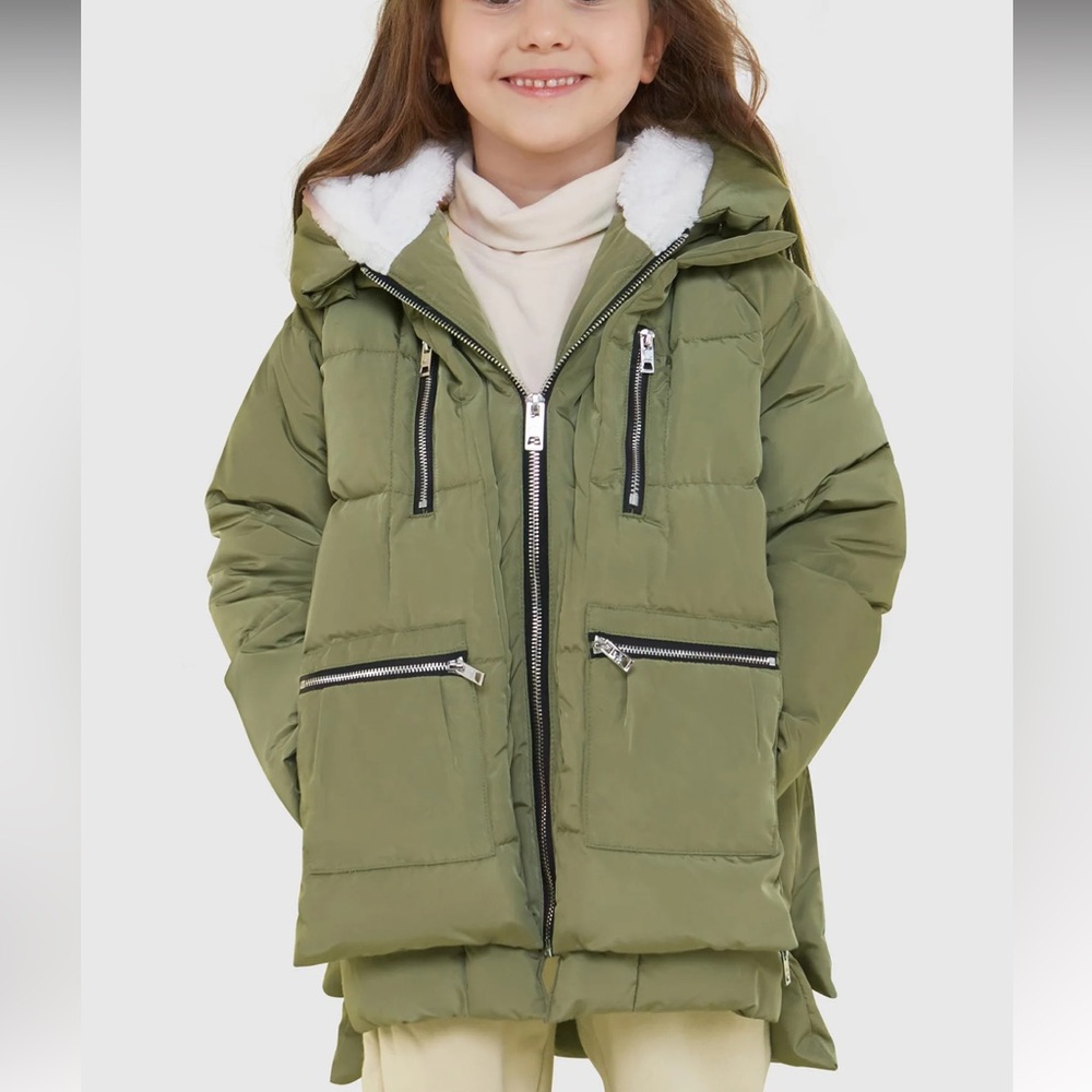 Orolay Kids Olive Green Puffer Jacket with Hood